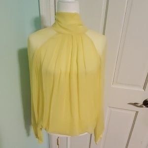 7 For All Mankind Silk Yellow Long Sleeved Blouse